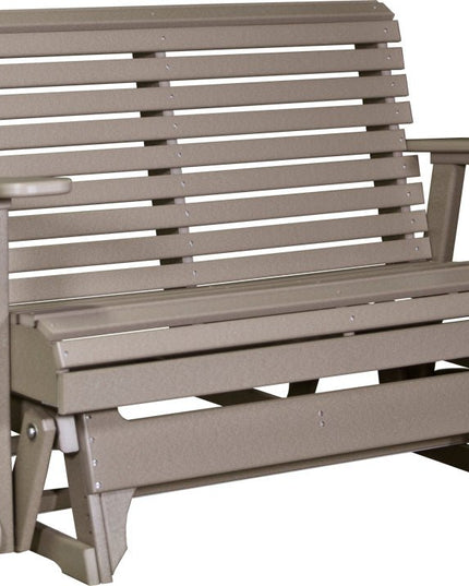 LuxCraft 4 foot Plain Poly Balcony Glider Weatherwood