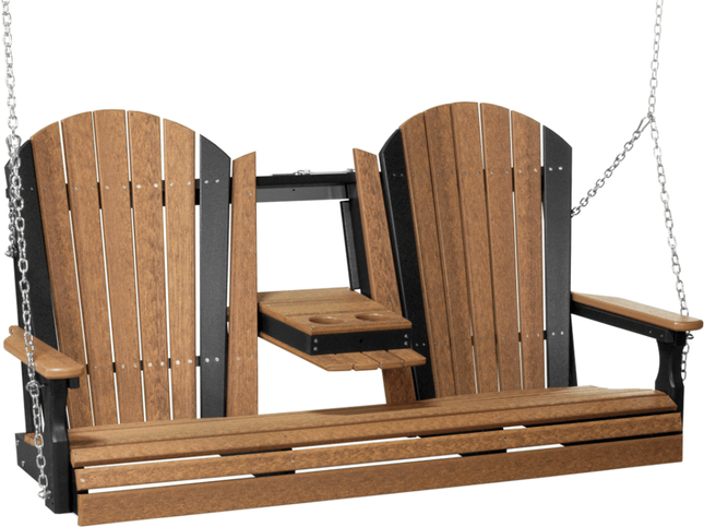 LuxCraft 5' Adirondack Poly Swing (Antique Mahogany & Black)