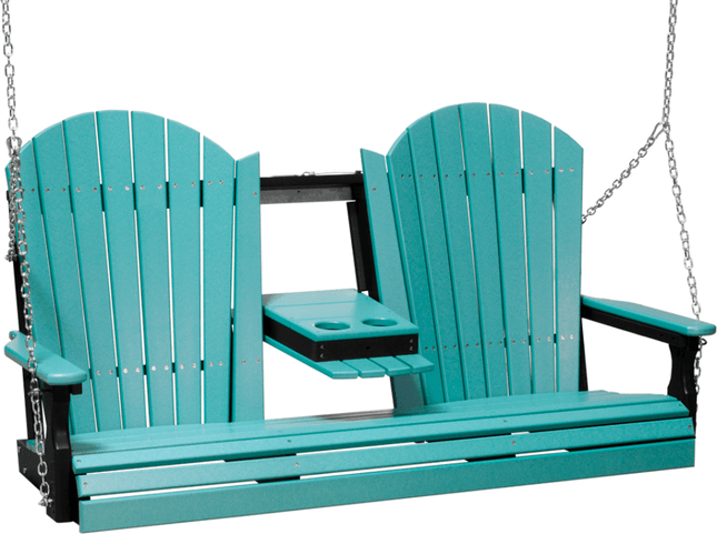 LuxCraft 5' Adirondack Poly Swing (Aruba Blue & Black)