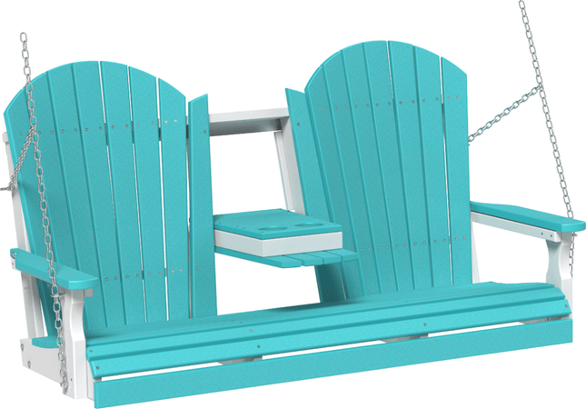 LuxCraft 5' Adirondack Poly Swing (Aruba Blue & White)