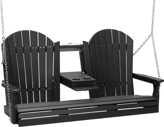 LuxCraft 5' Adirondack Poly Swing (Black)