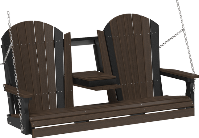 LuxCraft 5' Adirondack Poly Swing (Brazilian Walnut & Black)
