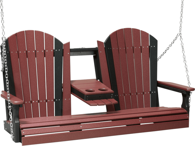 LuxCraft 5' Adirondack Poly Swing (Cherrywood & Black)