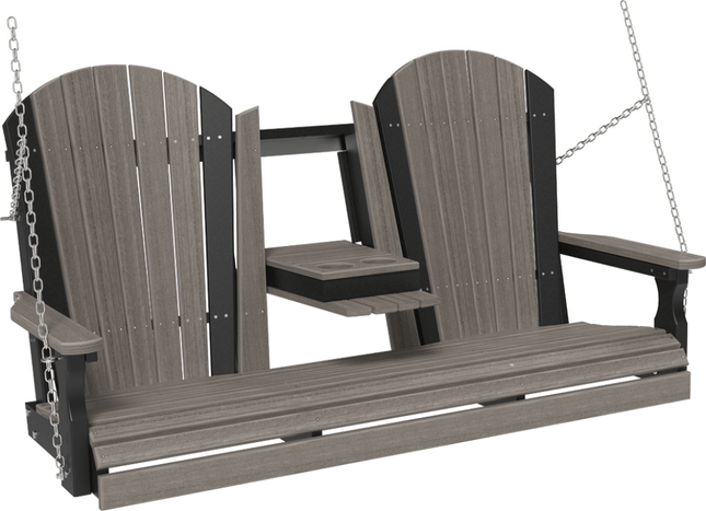 LuxCraft 5' Adirondack Poly Swing (Coastal Gray & Black)