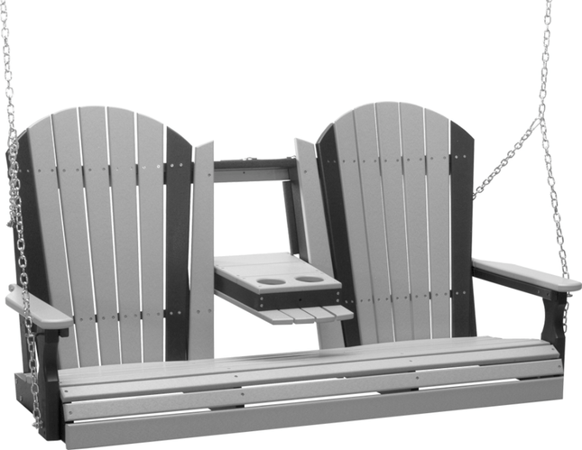 LuxCraft 5' Adirondack Poly Swing (Dove Gray & Black)