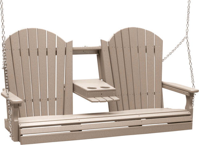 LuxCraft 5' Adirondack Poly Swing (Weatherwood)