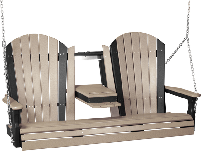 LuxCraft 5' Adirondack Poly Swing (Weatherwood & Black)