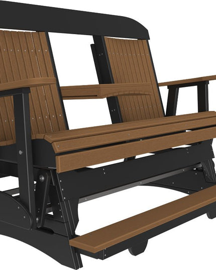 LuxCraft 5 foot Classic Poly Balcony Glider Antique Mahogany & Black