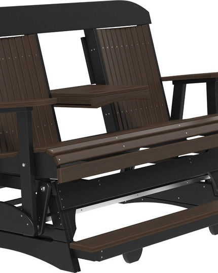 LuxCraft 5 foot Classic Poly Balcony Glider Brazilian Walnut & Black