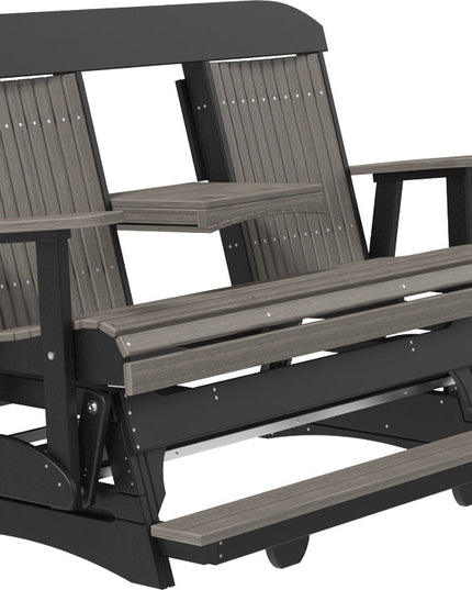 LuxCraft 5 foot Classic Poly Balcony Glider Coastal Gray & Black