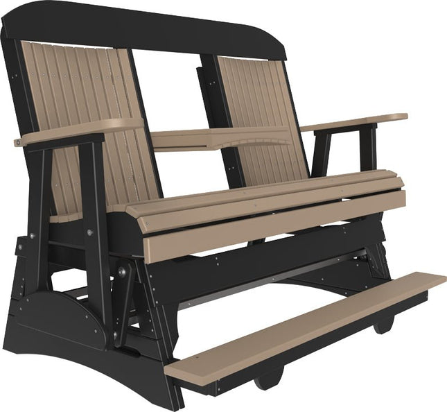LuxCraft 5 foot Classic Poly Balcony Glider Weatherwood & Black