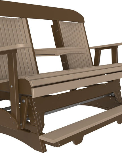 LuxCraft 5 foot Classic Poly Balcony Glider Weatherwood & Chestnut Brown