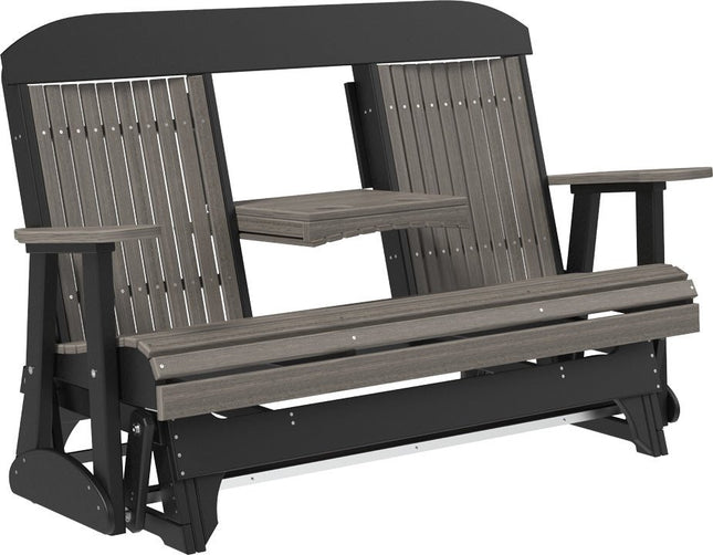LuxCraft 5 foot Classic Poly Glider Coastal Gray & Black