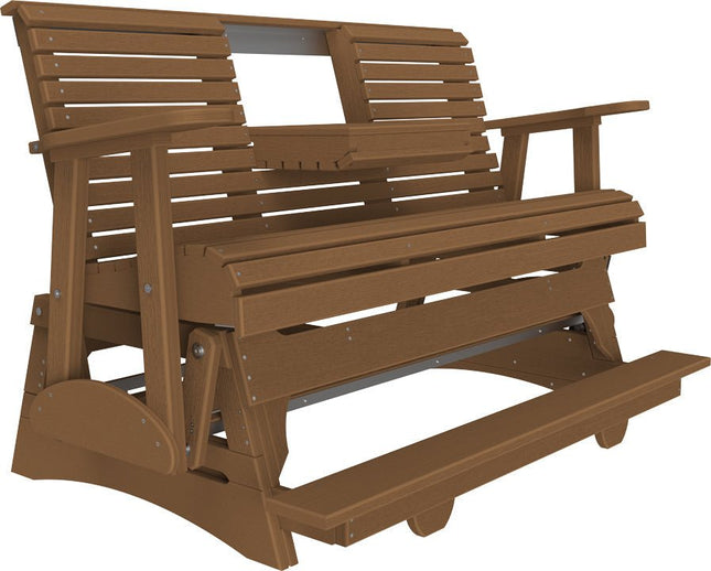 LuxCraft 5 foot Plain Poly Balcony Glider Antique Mahogany