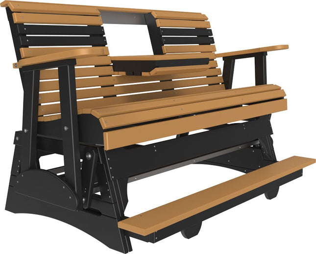 LuxCraft 5 foot Plain Poly Balcony Glider Cedar & Black