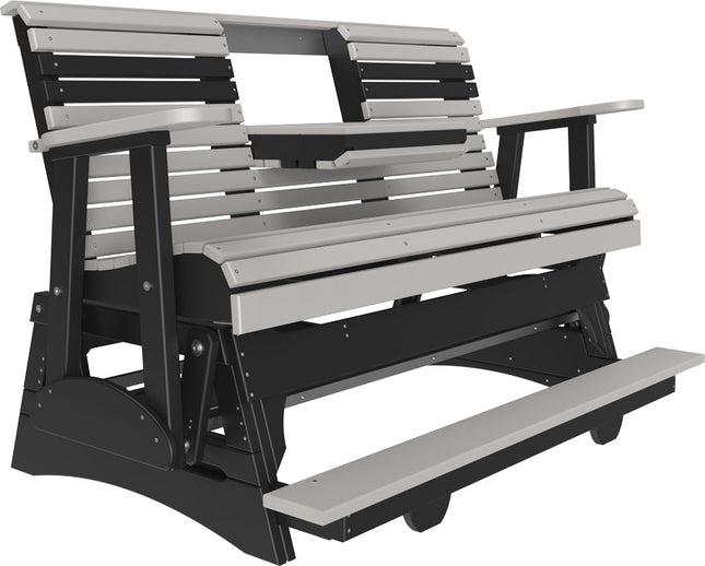 LuxCraft 5 foot Plain Poly Balcony Glider Dove Gray & Black