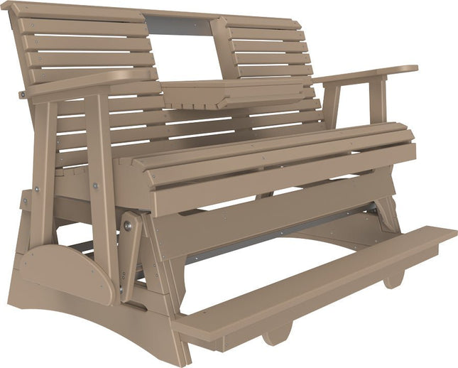 LuxCraft 5 foot Plain Poly Balcony Glider Weatherwood