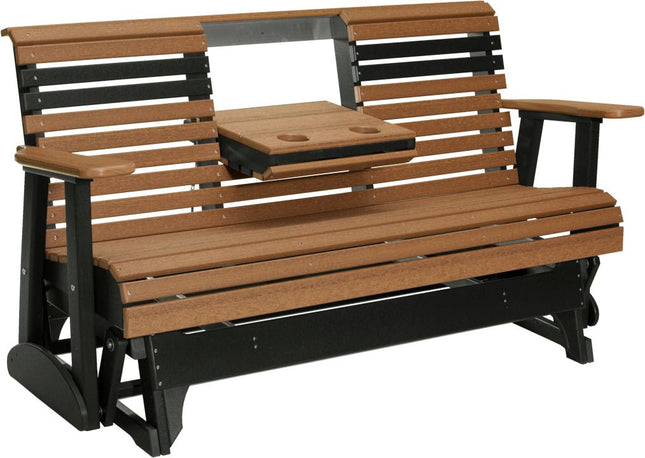 LuxCraft 2 foot Swivel Classic Poly Glider Antique Mahogany & Black