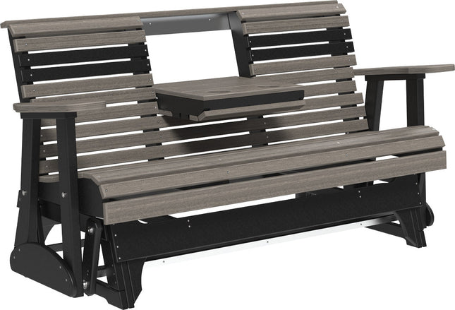 LuxCraft 2 foot Swivel Classic Poly Glider Coastal Gray & Black