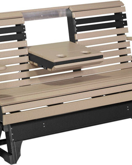 LuxCraft 2 foot Swivel Classic Poly Glider Weatherwood & Black