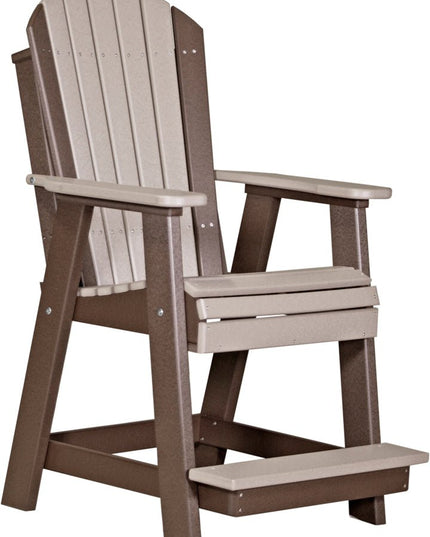 LuxCraft Adirondack Balcony Chair Weatherwood & Chestnut Brown
