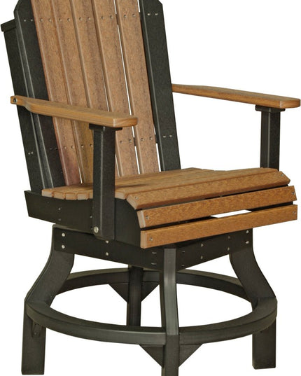 LuxCraft Poly Adirondack Swivel Chair (Counter Height) Antique Mahogany & Black