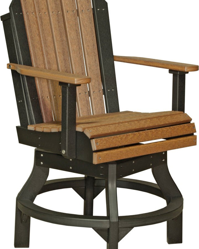 LuxCraft Poly Adirondack Swivel Chair (Counter Height) Antique Mahogany & Black