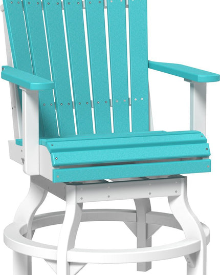 LuxCraft Poly Adirondack Swivel Chair (Counter Height) Aruba Blue & White