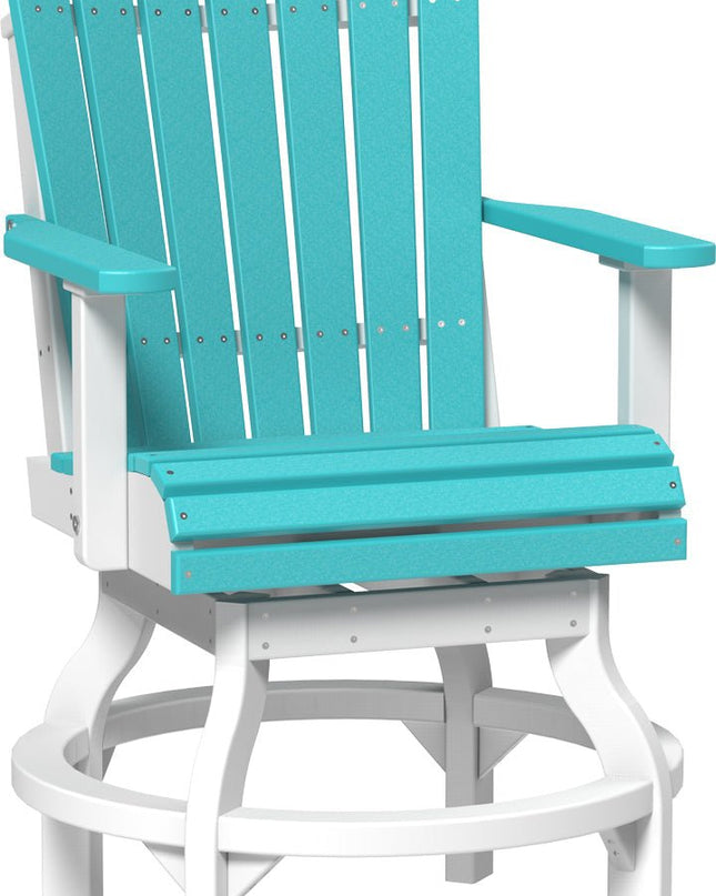 LuxCraft Poly Adirondack Swivel Chair (Counter Height) Aruba Blue & White