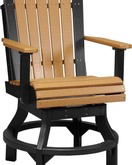 LuxCraft Poly Adirondack Swivel Chair (Counter Height) Cedar & Black
