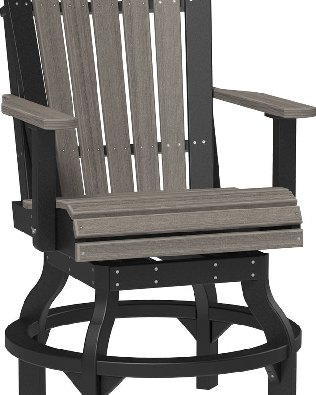 LuxCraft Poly Adirondack Swivel Chair (Counter Height) Coastal Gray & Black
