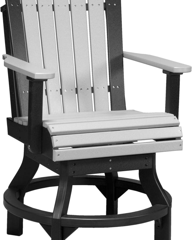 LuxCraft Poly Adirondack Swivel Chair (Counter Height) Dove Gray & Black