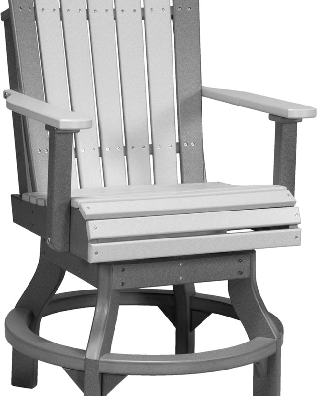 LuxCraft Poly Adirondack Swivel Chair (Counter Height) Dove Gray & Slate