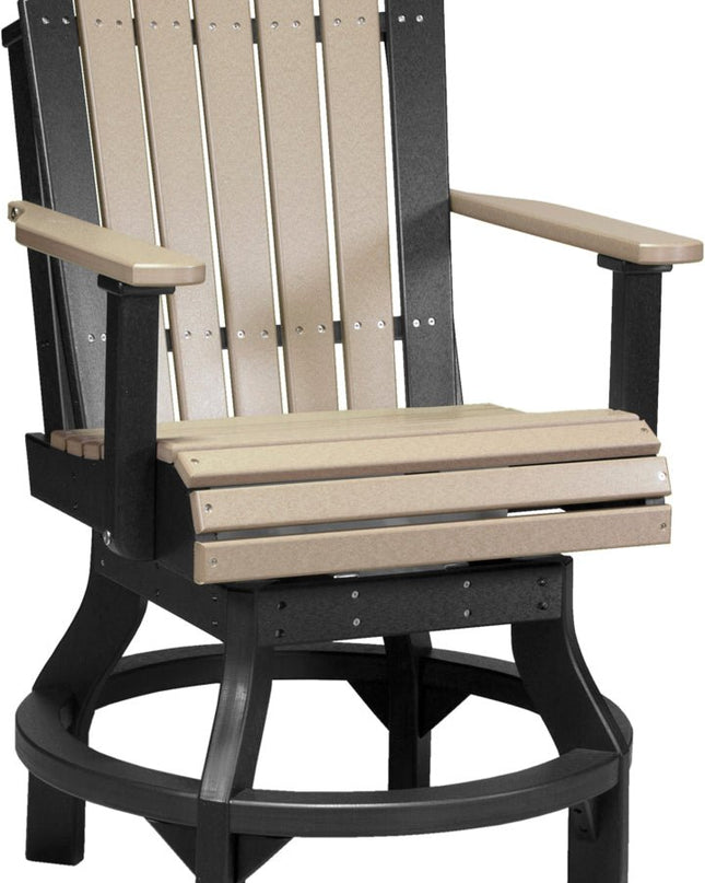 LuxCraft Poly Adirondack Swivel Chair (Counter Height) Weatherwood & Black