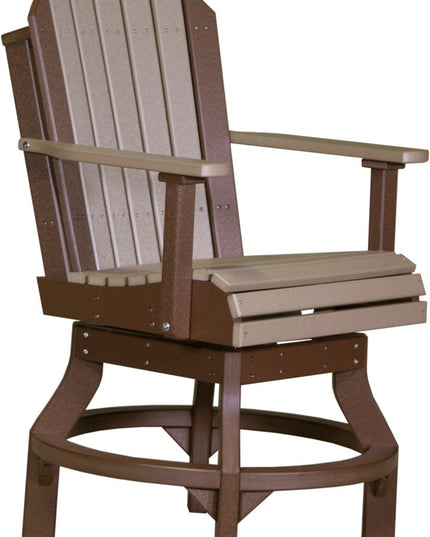 LuxCraft Poly Adirondack Swivel Chair (Counter Height) Weatherwood & Chestnut Brown