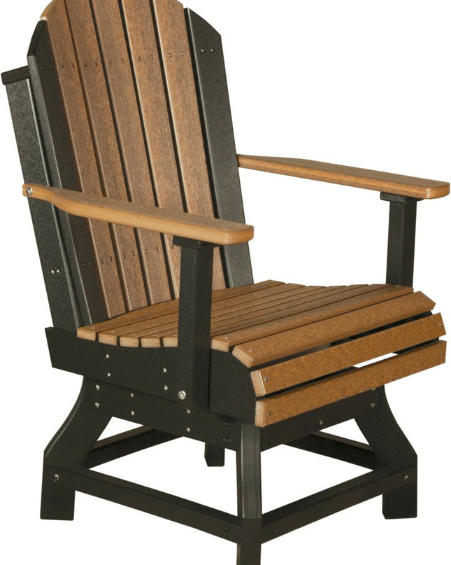 LuxCraft Poly Adirondack Swivel Chair (Dining Height) Antique Mahogany & Black