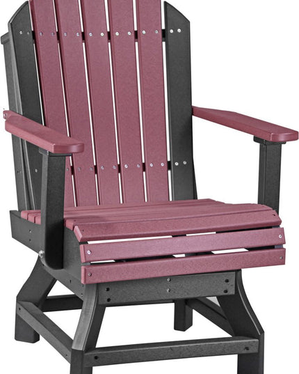 LuxCraft Poly Adirondack Swivel Chair (Dining Height) Cherrywood & Black