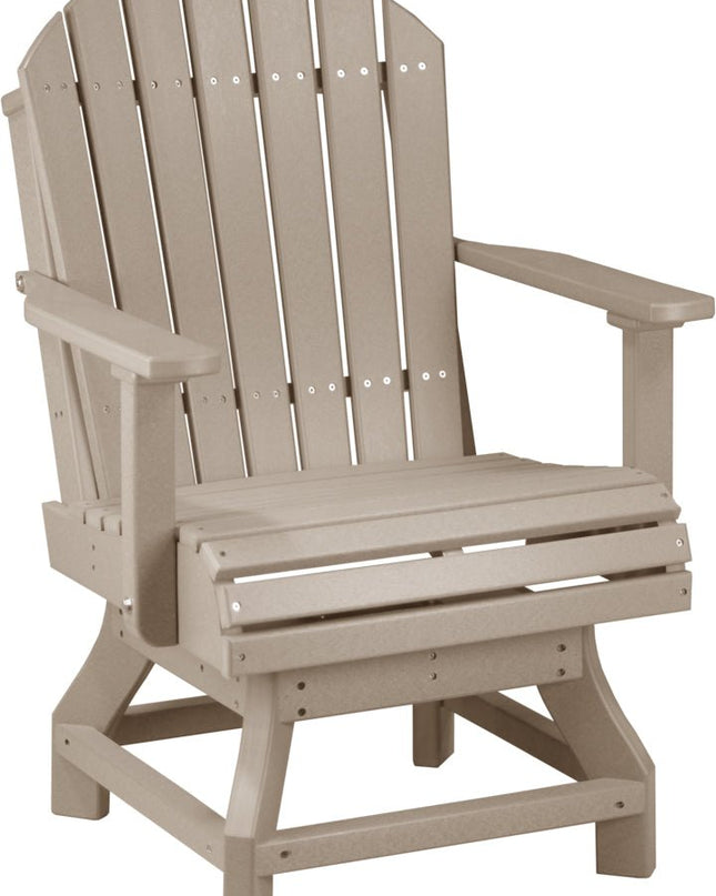LuxCraft Poly Adirondack Swivel Chair (Dining Height) Weatherwood