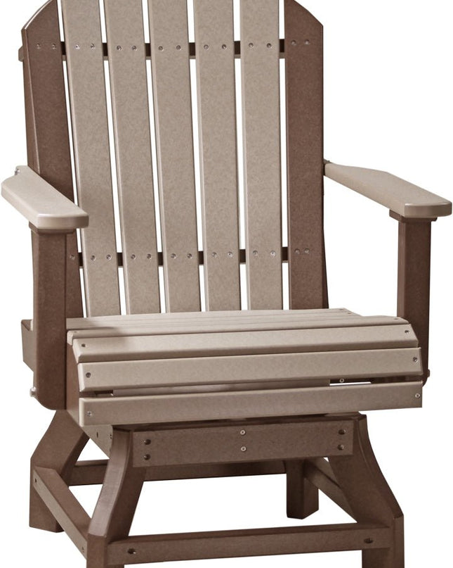 LuxCraft Poly Adirondack Swivel Chair (Dining Height) Weatherwood & Chestnut Brown