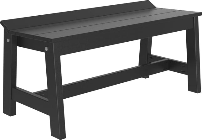 Outdoor dining set featuring a polywood bench in black