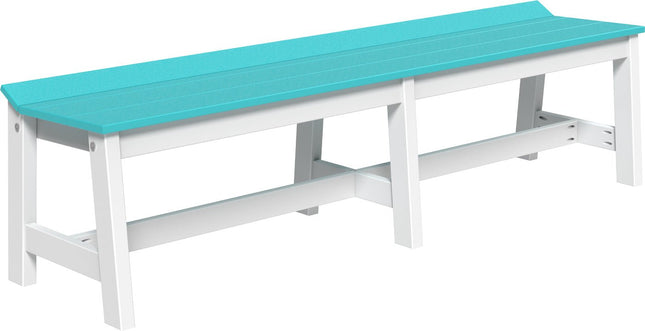 LuxCraft Cafe Dining Bench 72" Aruba Blue and White