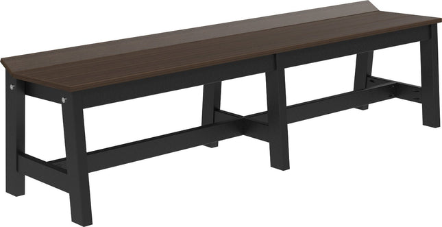 LuxCraft Cafe Dining Bench 72" Brazilian Walnut and Black