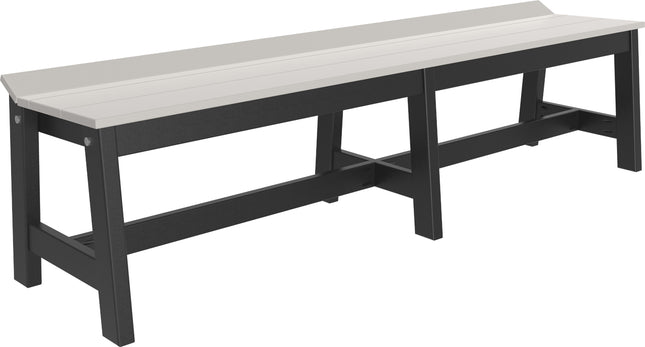 LuxCraft Cafe Dining Bench 72" Dove Gray and Black