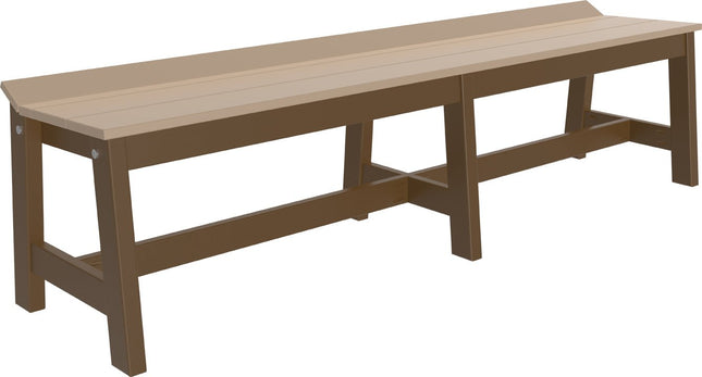 LuxCraft Cafe Dining Bench 72" Weatherwood and Chestnut Brown