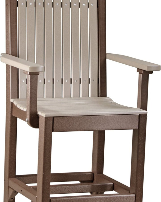 LuxCraft Classic Arm Chair (Counter Height) Weatherwood & Chestnut Brown