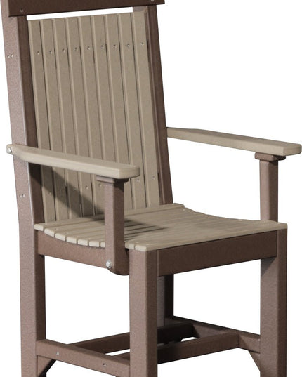 LuxCraft Classic Arm Chair (Dining Height) Weatherwood & Chestnut Brown