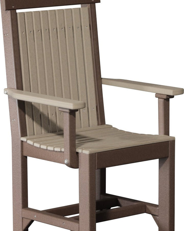 LuxCraft Classic Arm Chair (Dining Height) Weatherwood & Chestnut Brown