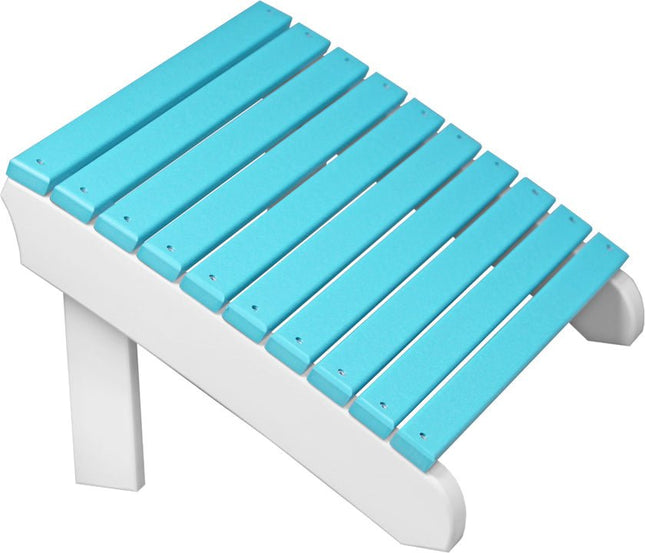 LuxCraft Deluxe Adirondack  Footrest (Aruba Blue & White)