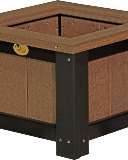 LuxCraft Poly 15" Square Planter (Antique Mahogany & Black)
