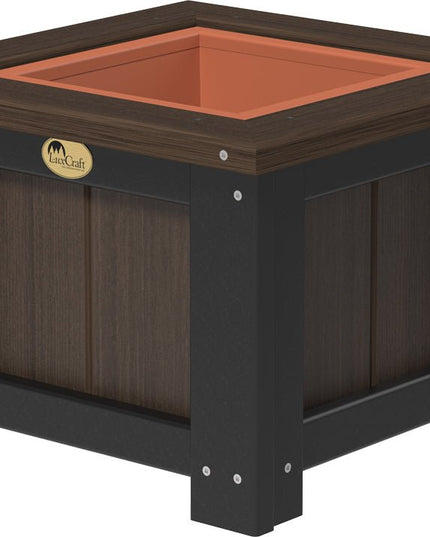 LuxCraft Poly 15" Square Planter (Brazilian Walnut & Black)